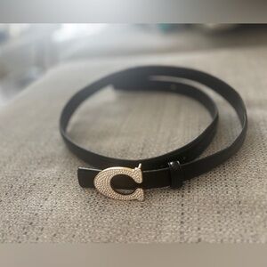 Chic Black Belt with Gold Accent by Coach